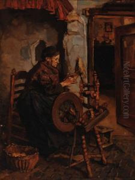 Spinster Oil Painting by Johannes Evert Akkeringa