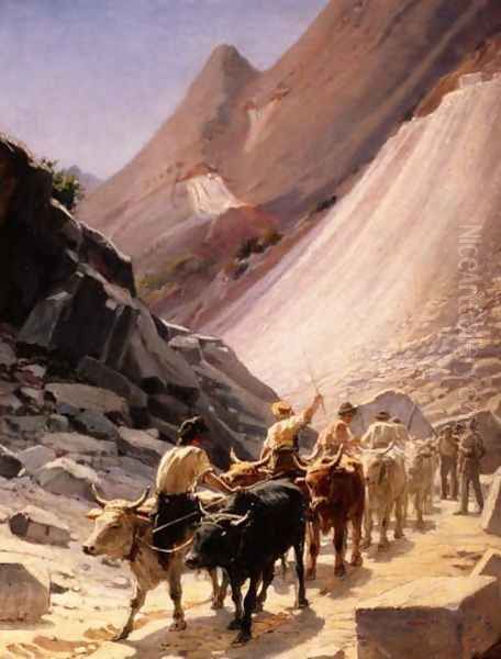 Transporting Marble at Carrara, 1868 Oil Painting by Nikolai Nikolaevich Ge