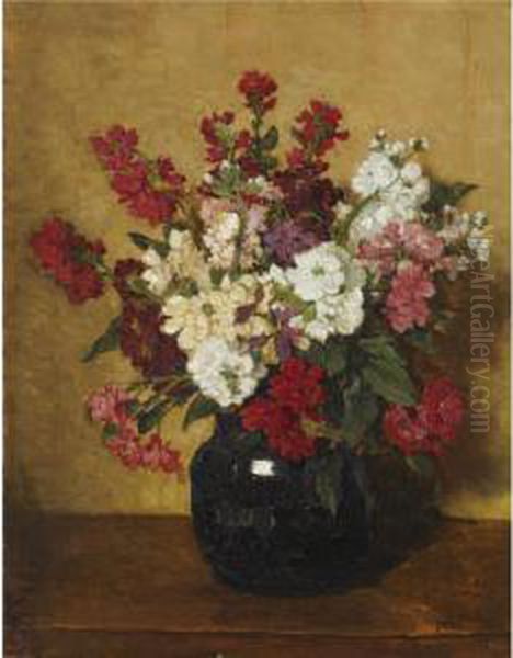 Flowers In A Vase Oil Painting by Johannes Evert Akkeringa