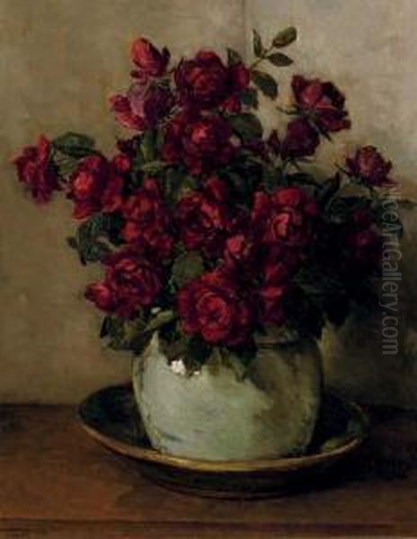 Red Roses Oil Painting by Johannes Evert Akkeringa