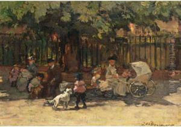 Place In The Shade Near Paleis Noordeinde Oil Painting by Johannes Evert Akkeringa