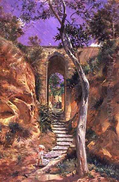 Bridge in Vico, 1858 Oil Painting by Nikolai Nikolaevich Ge