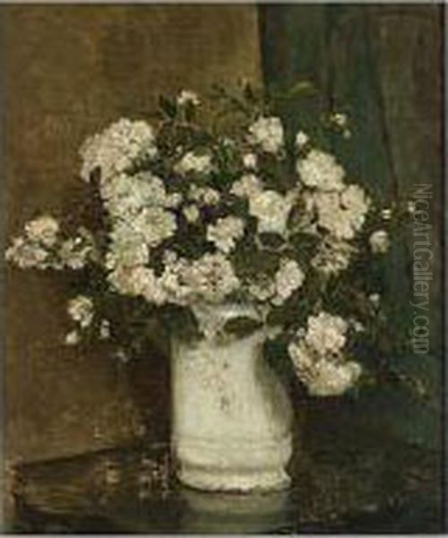 A Flower Still Life Oil Painting by Johannes Evert Akkeringa