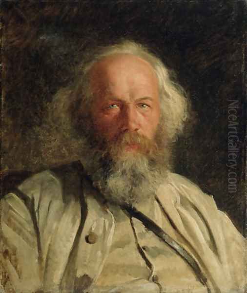 Portrait of Mikhail Alexandrovich Bakunin (1814-76) 1871 Oil Painting by Nikolai Nikolaevich Ge