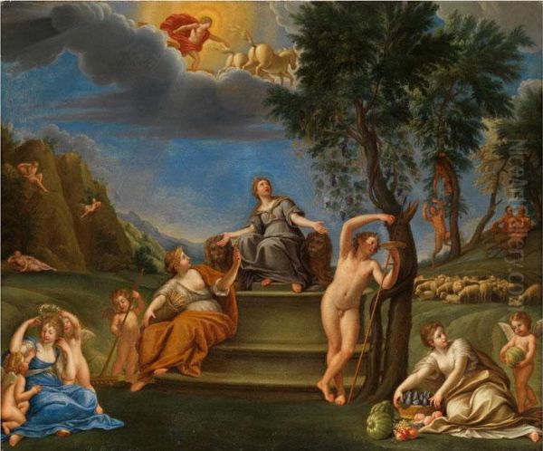 Gotter In Arkadischer Landschaft Oil Painting by Francesco Albani