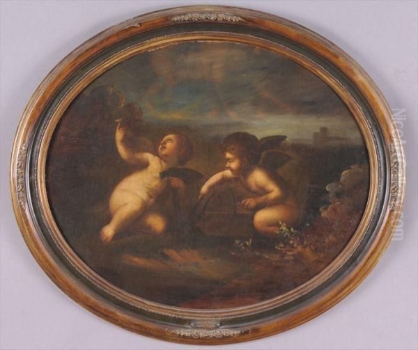 Cherubs At Play Oil Painting by Francesco Albani