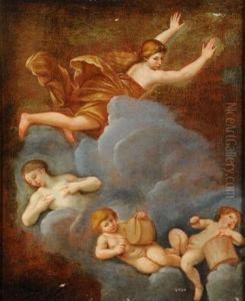 Figura Allegorica Con Putti Musicanti Oil Painting by Francesco Albani