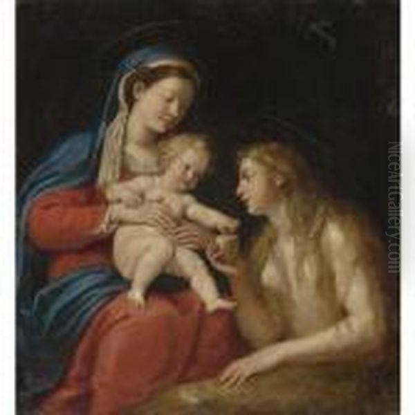 Madonna And Child With Mary Magdalene Oil Painting by Francesco Albani