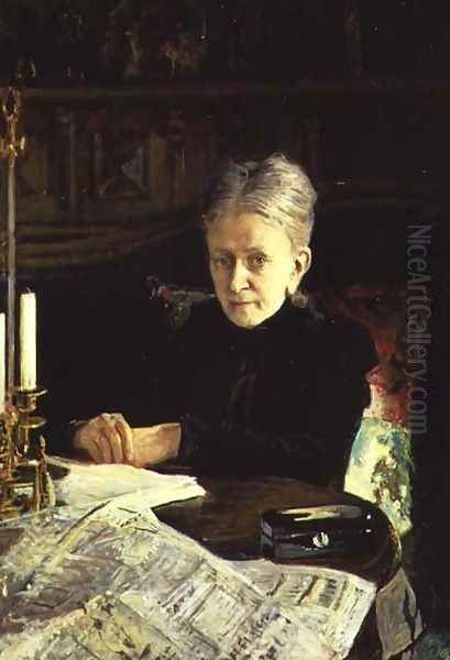 Portrait of Elena Osipovna Likhacheva (1836-1904) Writer and Social Activist, 1892 Oil Painting by Nikolai Nikolaevich Ge