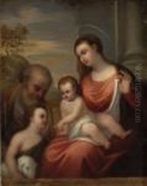 The Holy Family With Saint John The Baptist Oil Painting by Francesco Albani