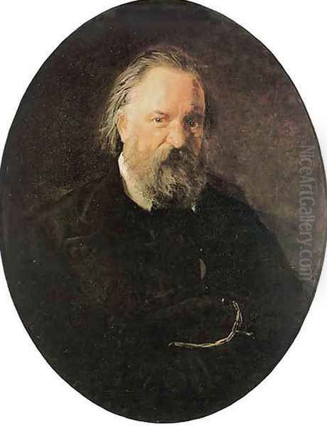 Alexander Herzen, 1864 Oil Painting by Nikolai Nikolaevich Ge