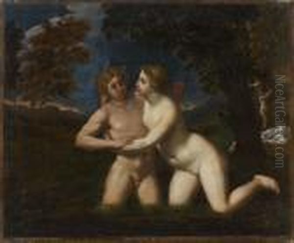 Salmacis Embrassanthermaphrodite Oil Painting by Francesco Albani