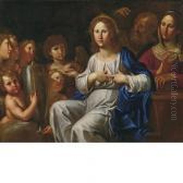 Sacra Famiglia E Angeli Con I Simboli Della Passione (allegoriasacra) Oil Painting by Francesco Albani