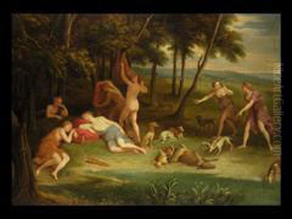 Die Jagdgottin Diana Mit Ihren Gespielinnen Oil Painting by Francesco Albani