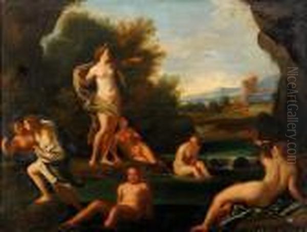 Diana Och Hennes Nymfer Oil Painting by Francesco Albani