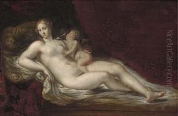 Venus And Cupid Oil Painting by Francesco Albani