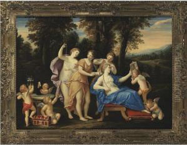 Toilet Of Venus Oil Painting by Francesco Albani