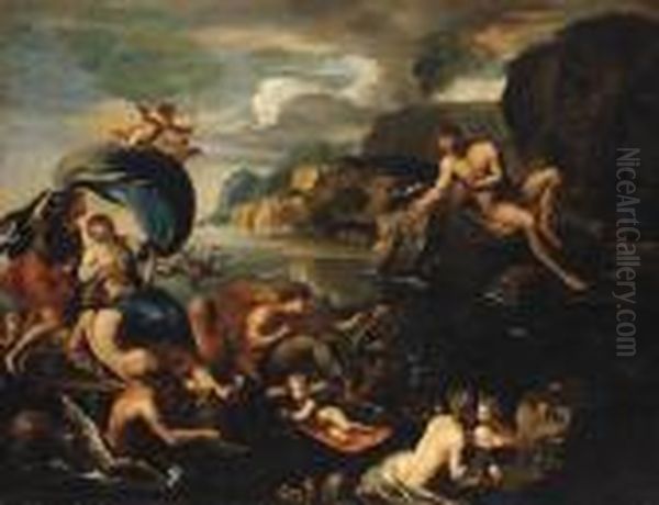 Galatea And Polyphemus Oil Painting by Francesco Albani