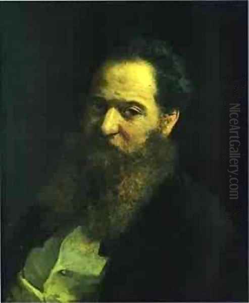 Portrait Of Nikolay O Gay Artists Father 1854 Oil Painting by Nikolai Nikolaevich Ge