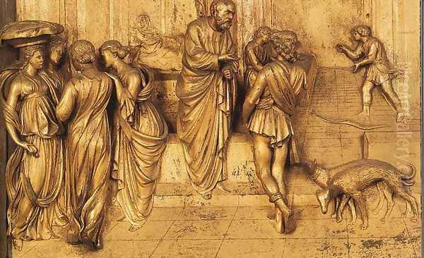 Isaac Sends Esau to Hunt Oil Painting by Lorenzo Ghiberti