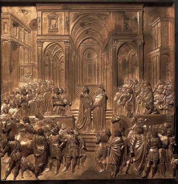 Solomon and Sheba Oil Painting by Lorenzo Ghiberti