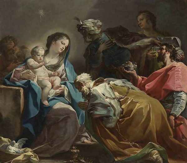 Adoration of the Magi c. 1725 Oil Painting by Corrado Giaquinto