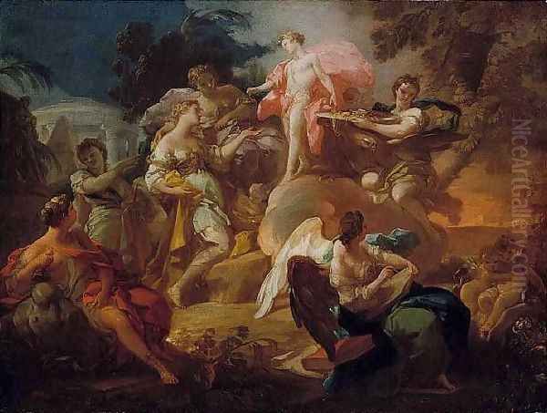 Allegory of the Arts with Apollo and the Graces Oil Painting by Corrado Giaquinto