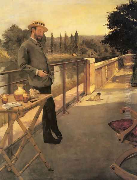 An Elegant Man on a Terrace Oil Painting by Henri Gervex