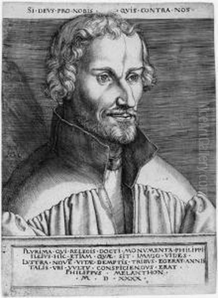 Bildnis Philip Melanchthon Oil Painting by Heinrich Aldegrever