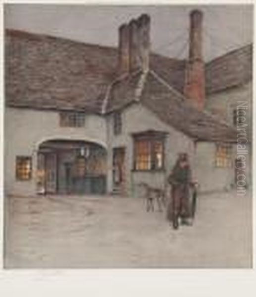 Saracen's Head Hotel, Northamptonshire Oil Painting by Cecil Charles Aldin