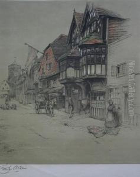 Old English Inns: The George Inn, Salisbury Oil Painting by Cecil Charles Aldin