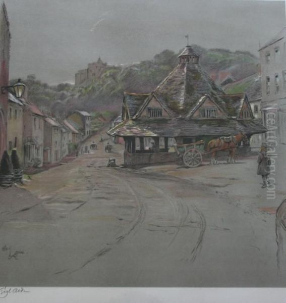 The Yarn Market, Dunster Oil Painting by Cecil Charles Aldin