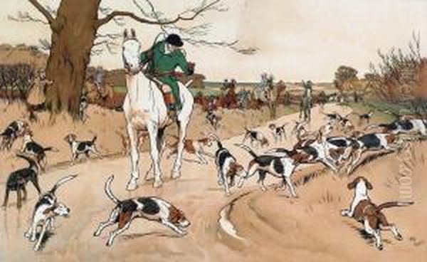 Theharefield Harriers Oil Painting by Cecil Charles Aldin