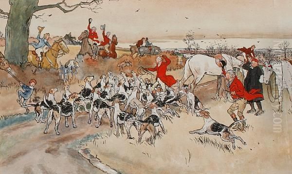 Fallowfield Hunt: The Death Oil Painting by Cecil Charles Aldin