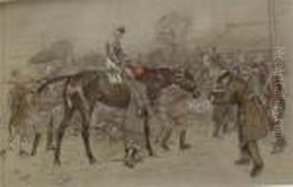 Four Prints Of Horses Jumping Oil Painting by Cecil Charles Aldin