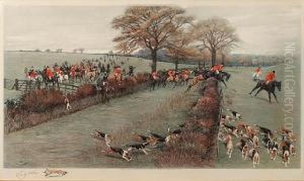 The South Berks Hunt; The Devon And Somerset;the Garth Hunt Oil Painting by Cecil Charles Aldin