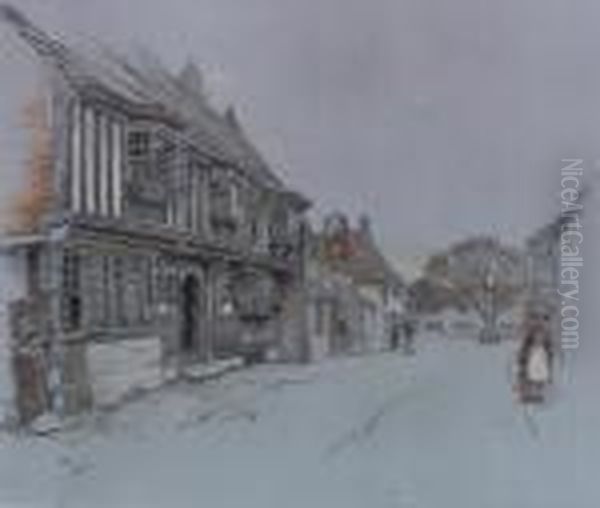 The Star Inn Alfriston Sussex Oil Painting by Cecil Charles Aldin