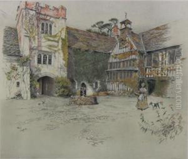 Ightham Mote House Oil Painting by Cecil Charles Aldin