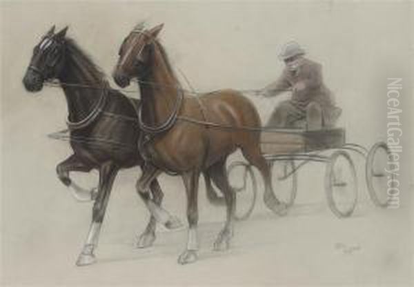 Trotting Horses On A Lightweight Fly Oil Painting by Cecil Charles Aldin