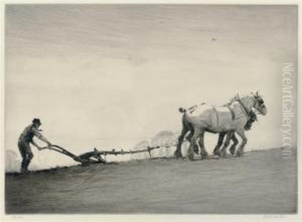 Ploughing Oil Painting by Cecil Charles Aldin