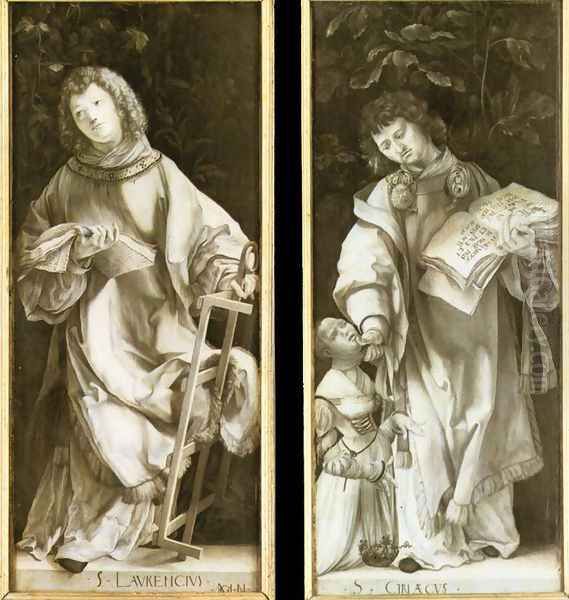 St Lawrence and St Cyricus 1509-11 Oil Painting by Matthias Grunewald (Mathis Gothardt)