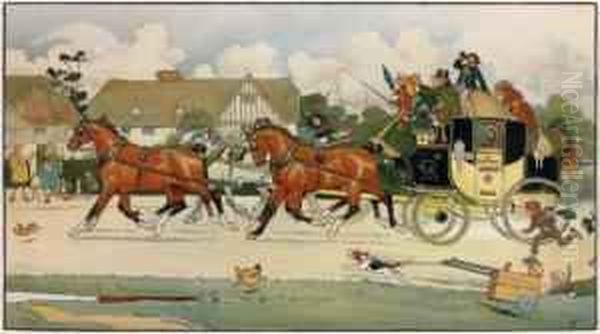 L'arrivee De La Royal Mail Oil Painting by Cecil Charles Aldin