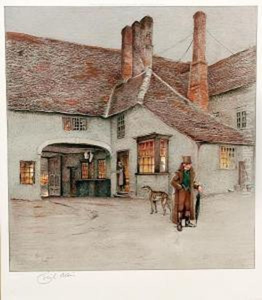 Pomfret Arms, Towester Oil Painting by Cecil Charles Aldin