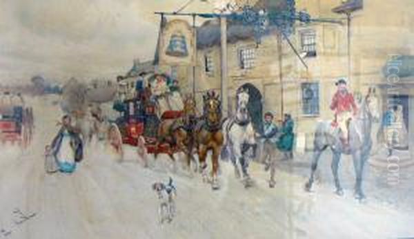 The Royal Mail At The Bell Hotel Oil Painting by Cecil Charles Aldin