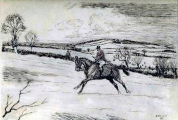 Huntsmen At The Gallop Oil Painting by Cecil Charles Aldin