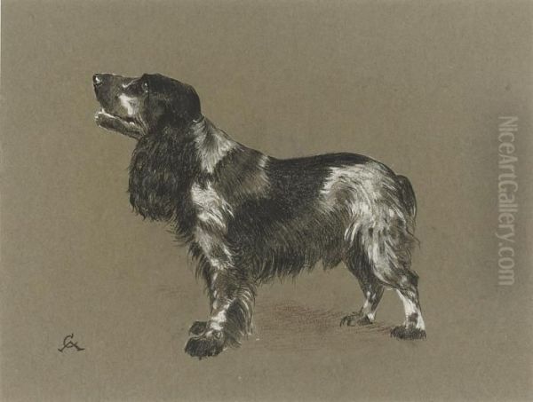 A Cocker Spaniel Awaiting A Treat Oil Painting by Cecil Charles Aldin