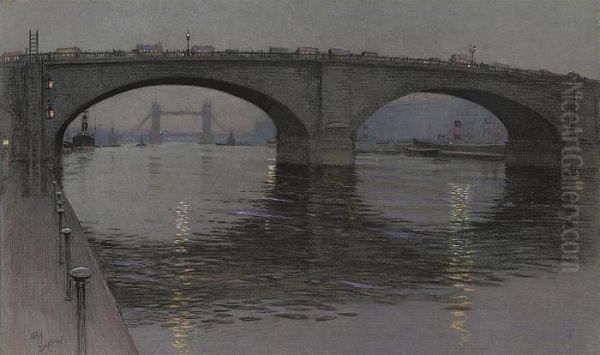 London Bridge Oil Painting by Cecil Charles Aldin