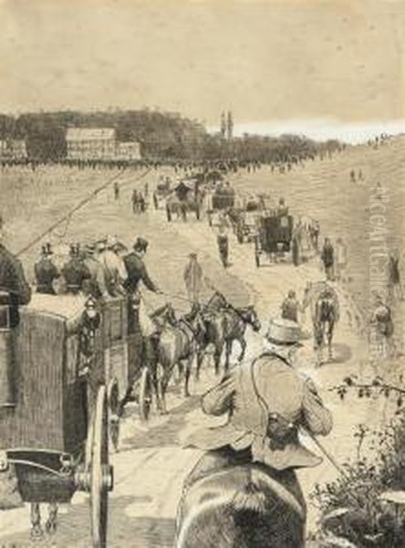 Goodwood Races: Going Onto The Course From Singleton Oil Painting by Cecil Charles Aldin