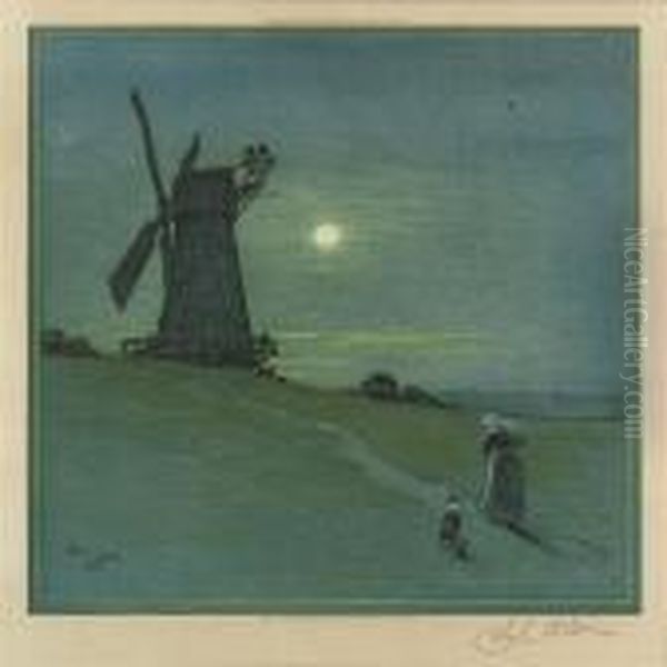 The Old Windmill Oil Painting by Cecil Charles Aldin