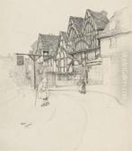 The Chequers Inn, Tonbridge, Kent Oil Painting by Cecil Charles Aldin